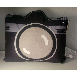 Camera Shaped Decorative Throw Pillow 13" Textured NWT Photographer Gift